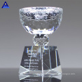 Company Award Ceremony Custom Logo Souvenir Gift Big Glass Crystal Trophy Cup